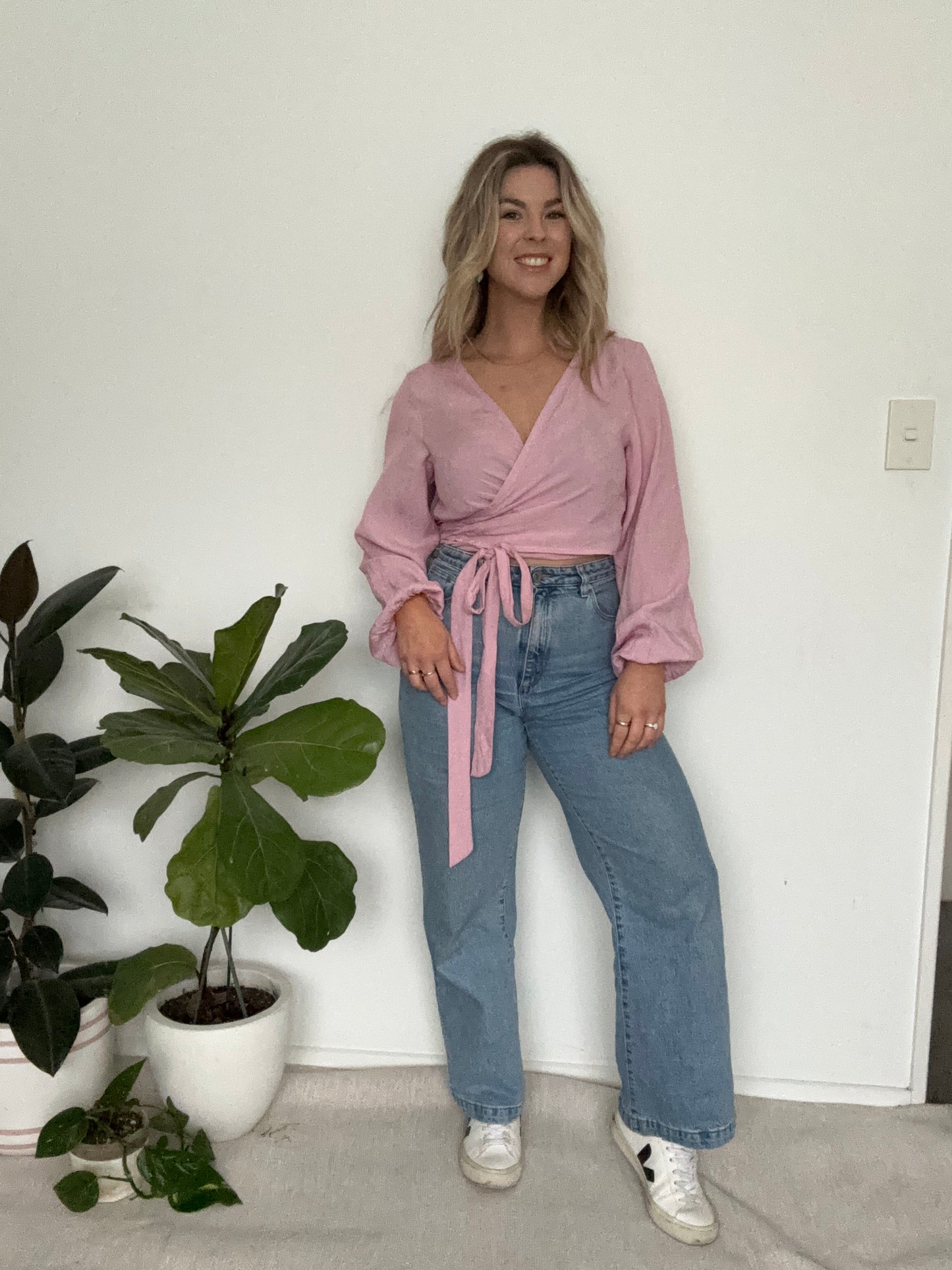 Pink Wrap Top: S-M