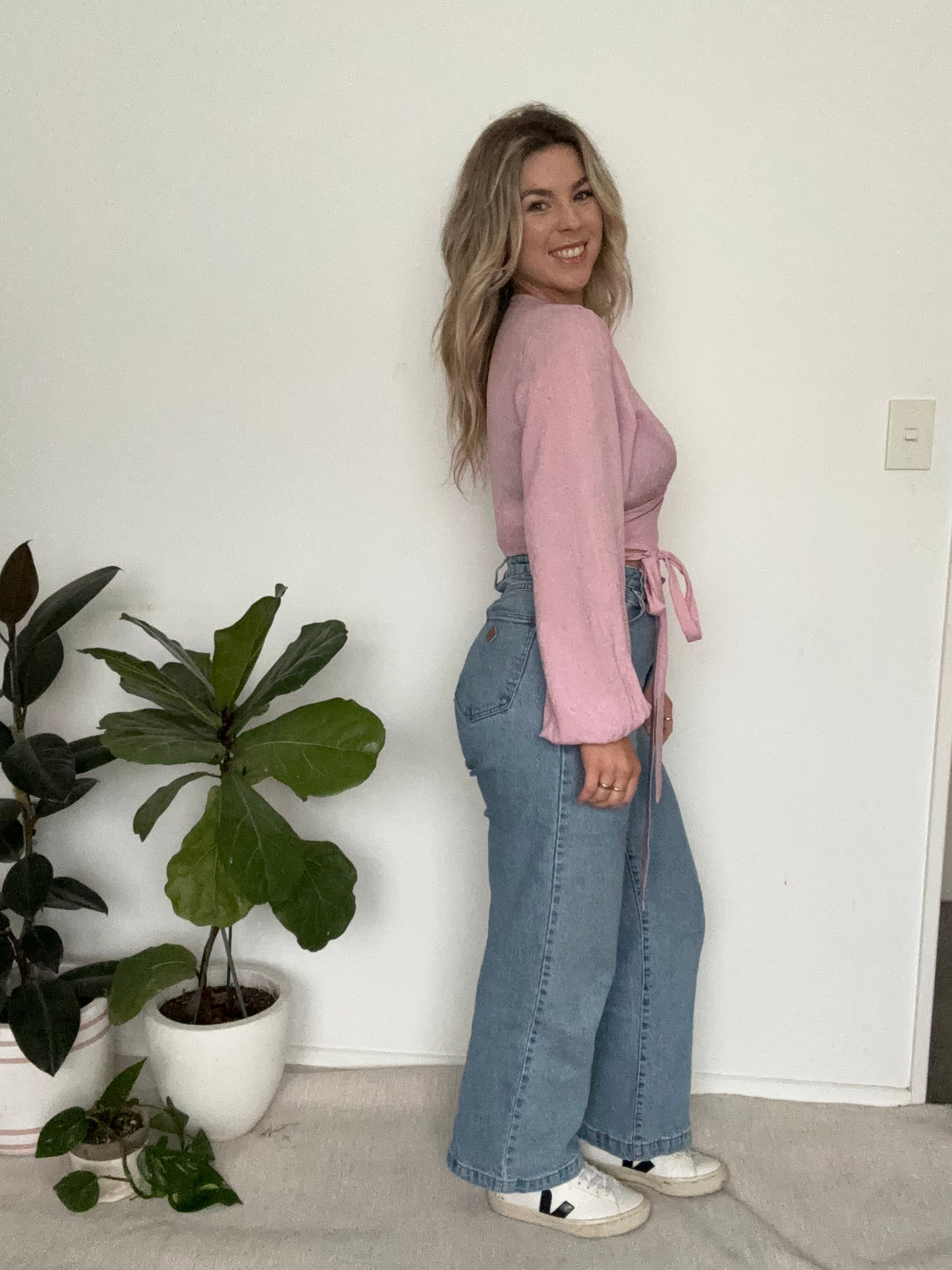 Pink Wrap Top: S-M